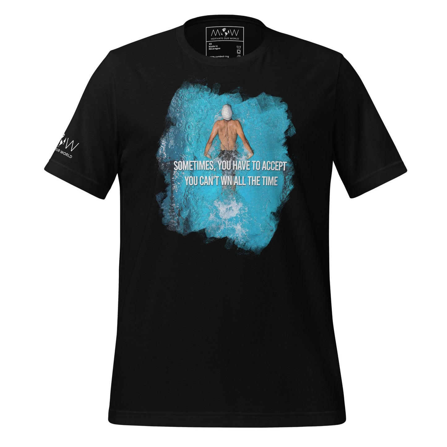 Accept You Can't Win All The Time Swimming Men's Motivational Black T-Shirt