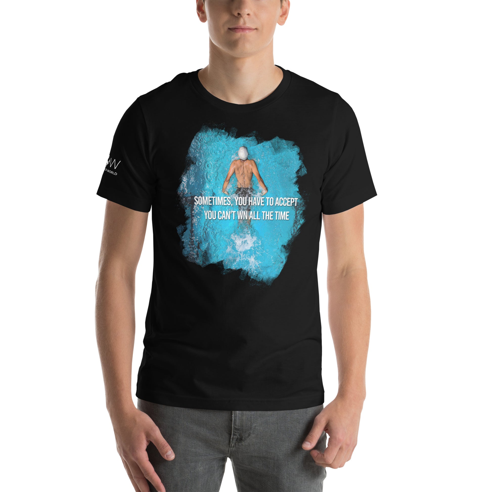 Accept You Can't Win All The Time Swimming Men's Motivational Black T-Shirt