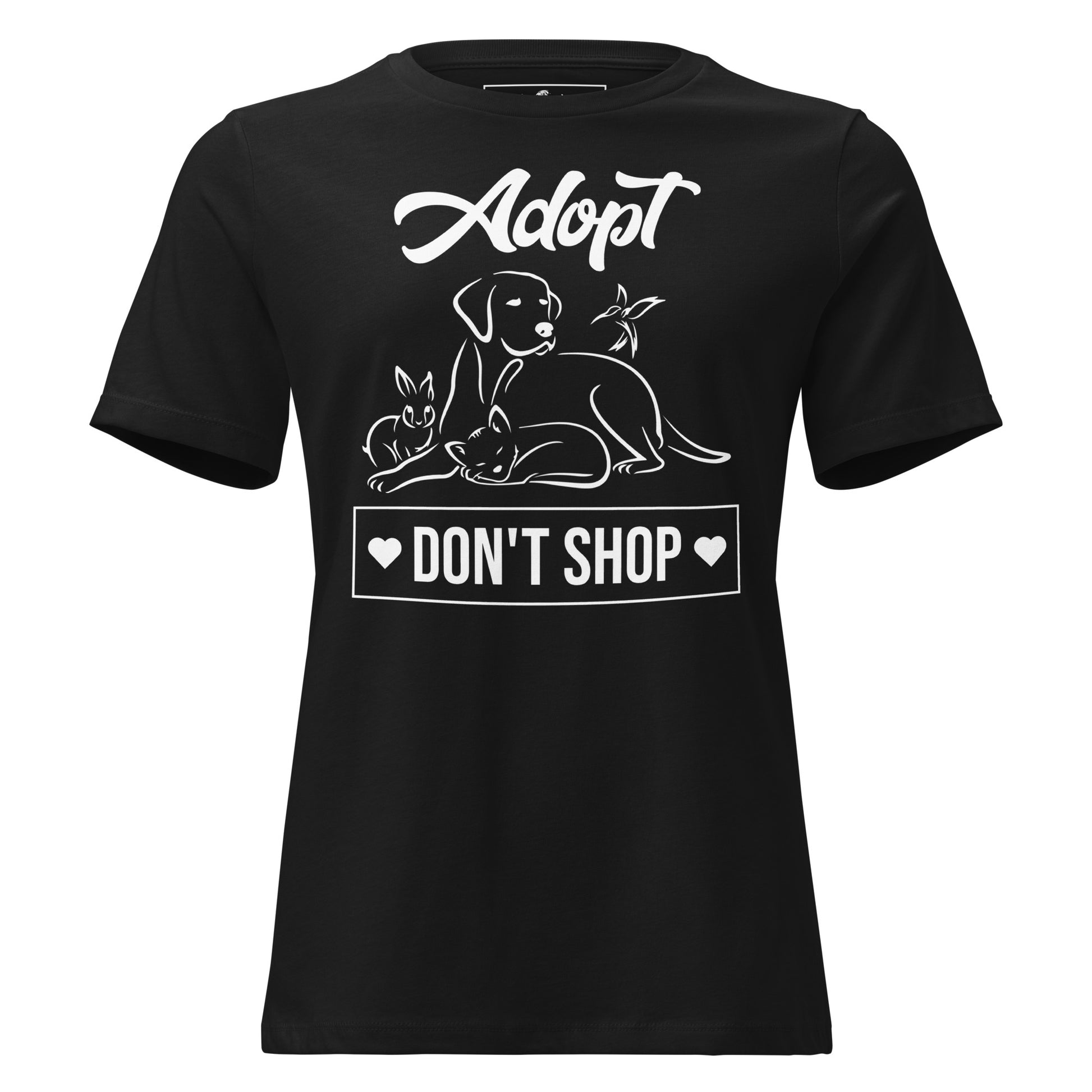 Adopt Don’t Shop Animal Trio Black Motivational Women’s T-Shirt