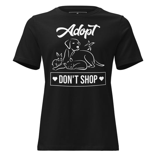 Adopt Don’t Shop Animal Trio Black Motivational Women’s T-Shirt