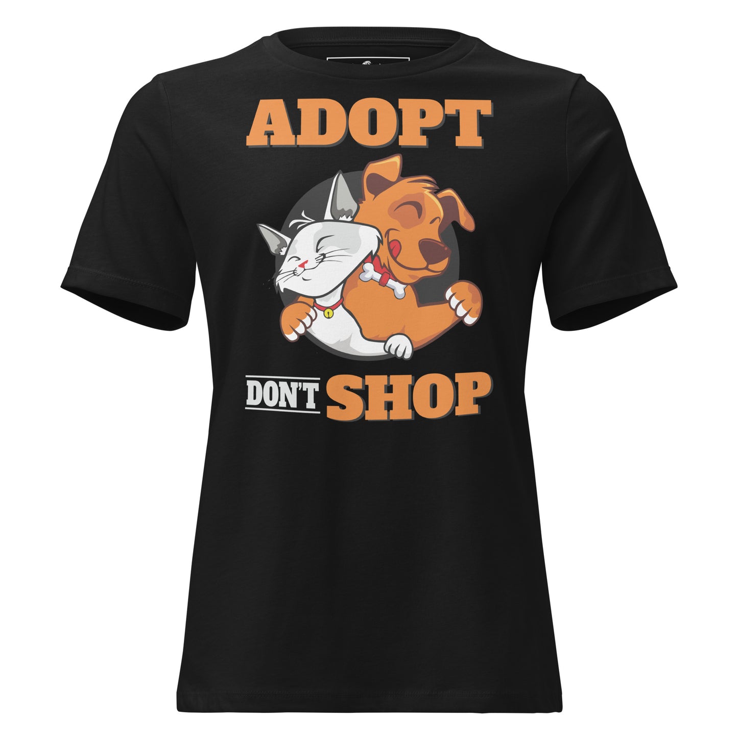 Adopt Don’t Shop Happy Pets Black Motivational Women’s T-Shirt