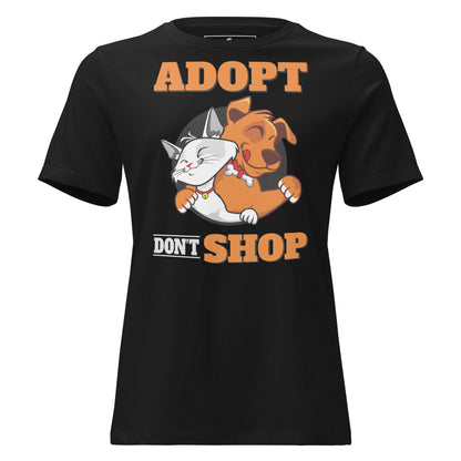 Adopt Don’t Shop Happy Pets Black Motivational Women’s T-Shirt