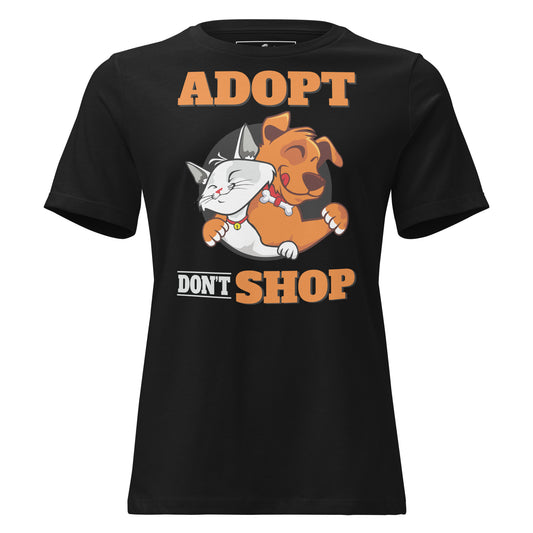 Adopt Don’t Shop Happy Pets Black Motivational Women’s T-Shirt