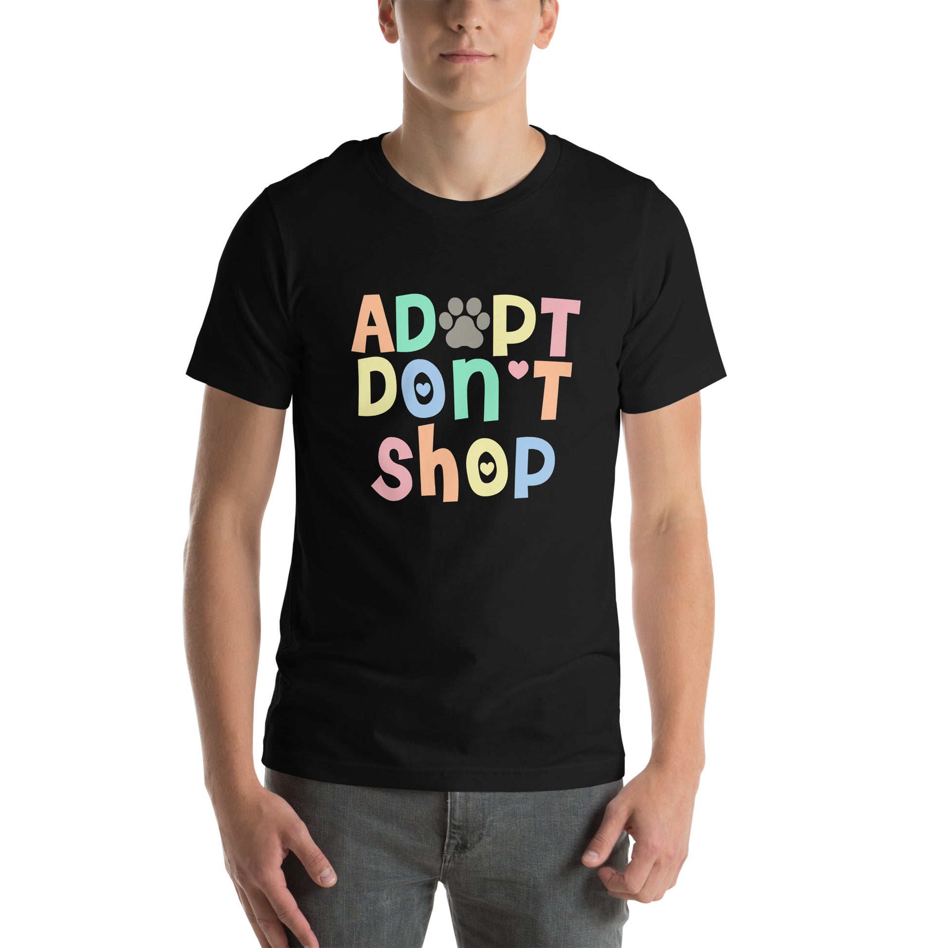 Adopt Don't Shop Men's Motivational Black T-Shirt