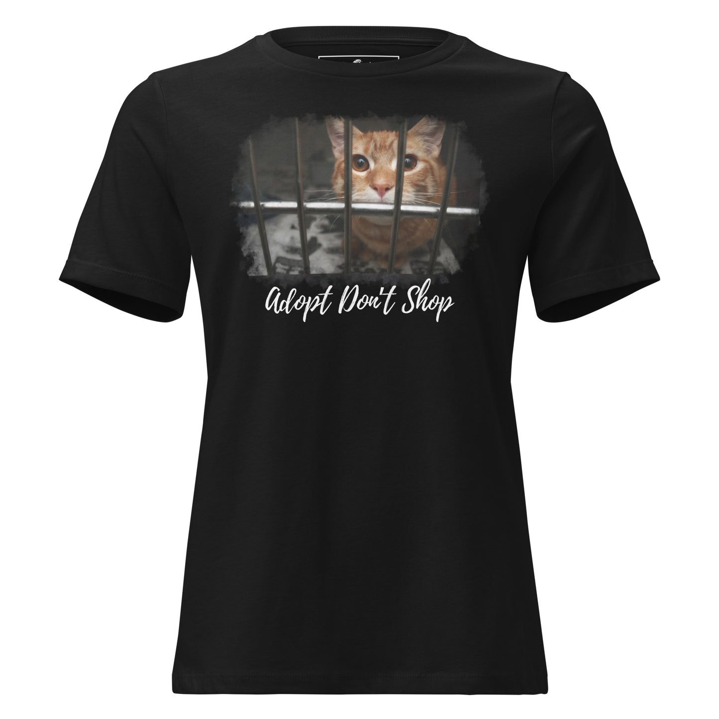 Adopt Don’t Shop Shelter Cat Black Motivational Women’s T-Shirt
