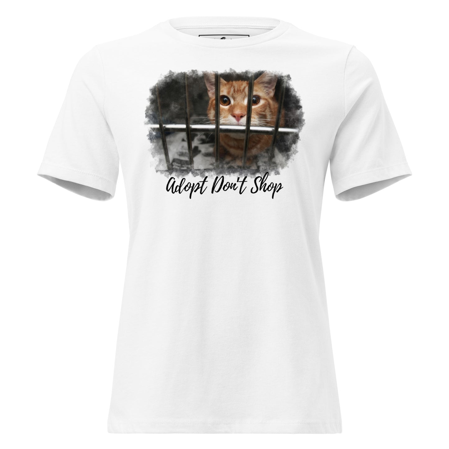 Adopt Don’t Shop Shelter Cat White Motivational Women’s T-Shirt