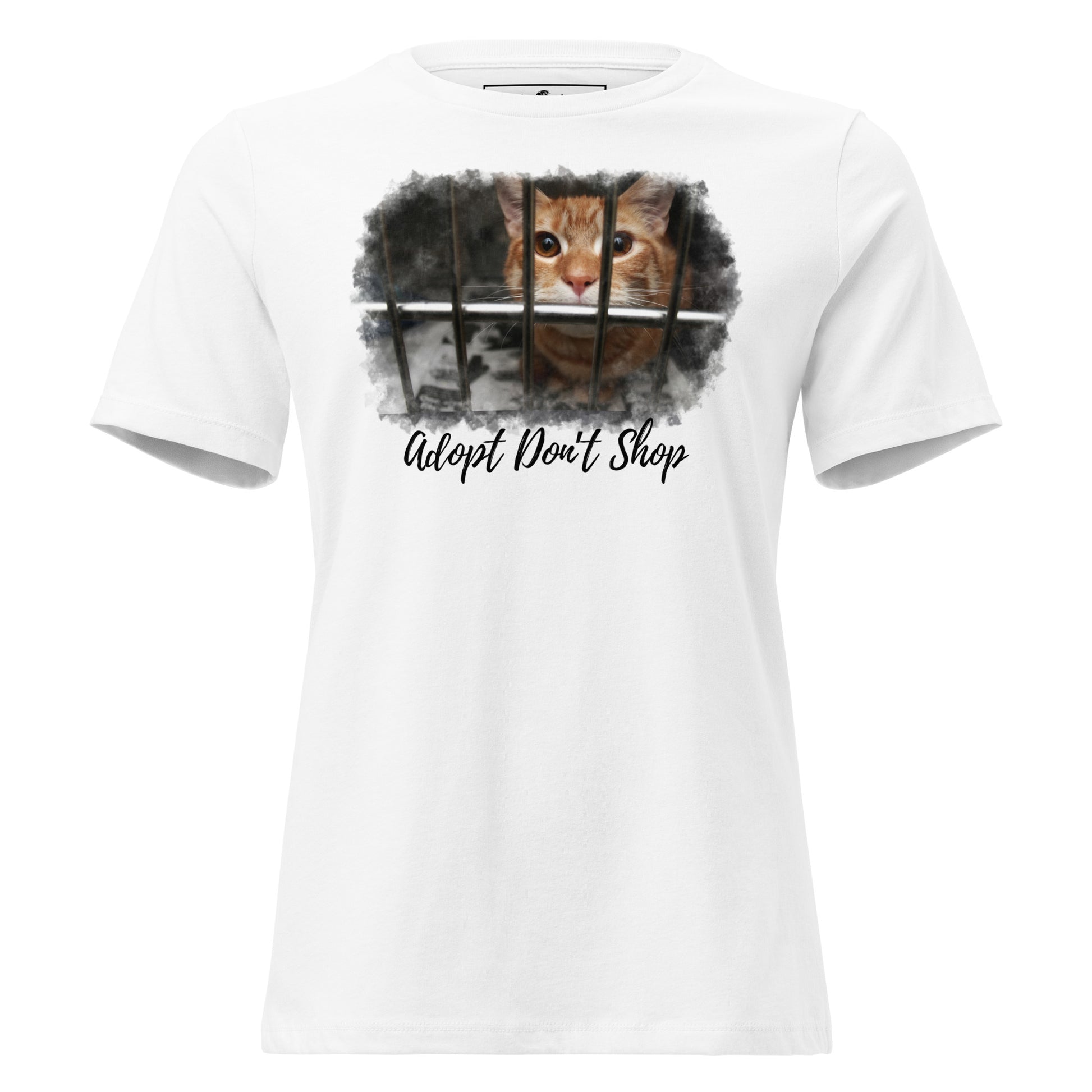Adopt Don’t Shop Shelter Cat White Motivational Women’s T-Shirt