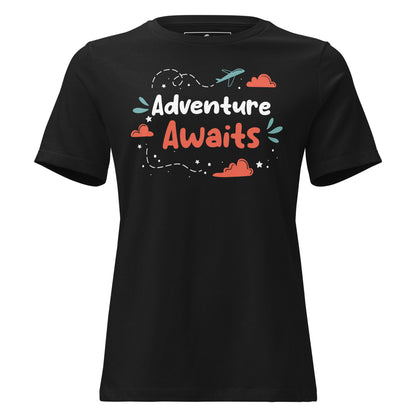 Adventure Awaits - Black Motivational Women’s T-Shirt