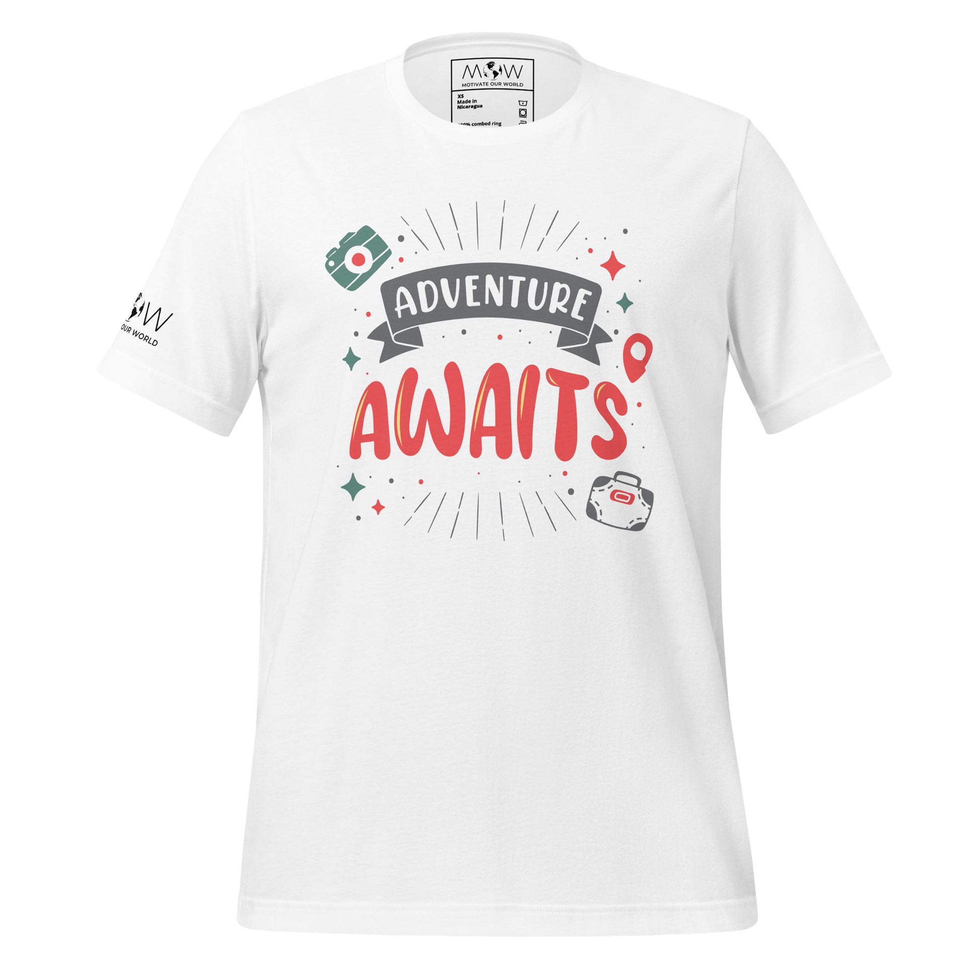 Adventure Awaits - Travel Icons Men's Motivational White T-Shirt