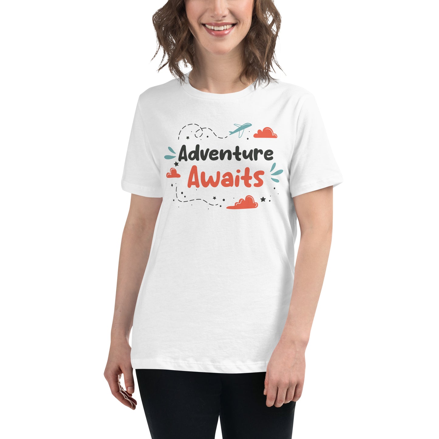 Adventure Awaits - White Motivational Women’s T-Shirt Lifestyle