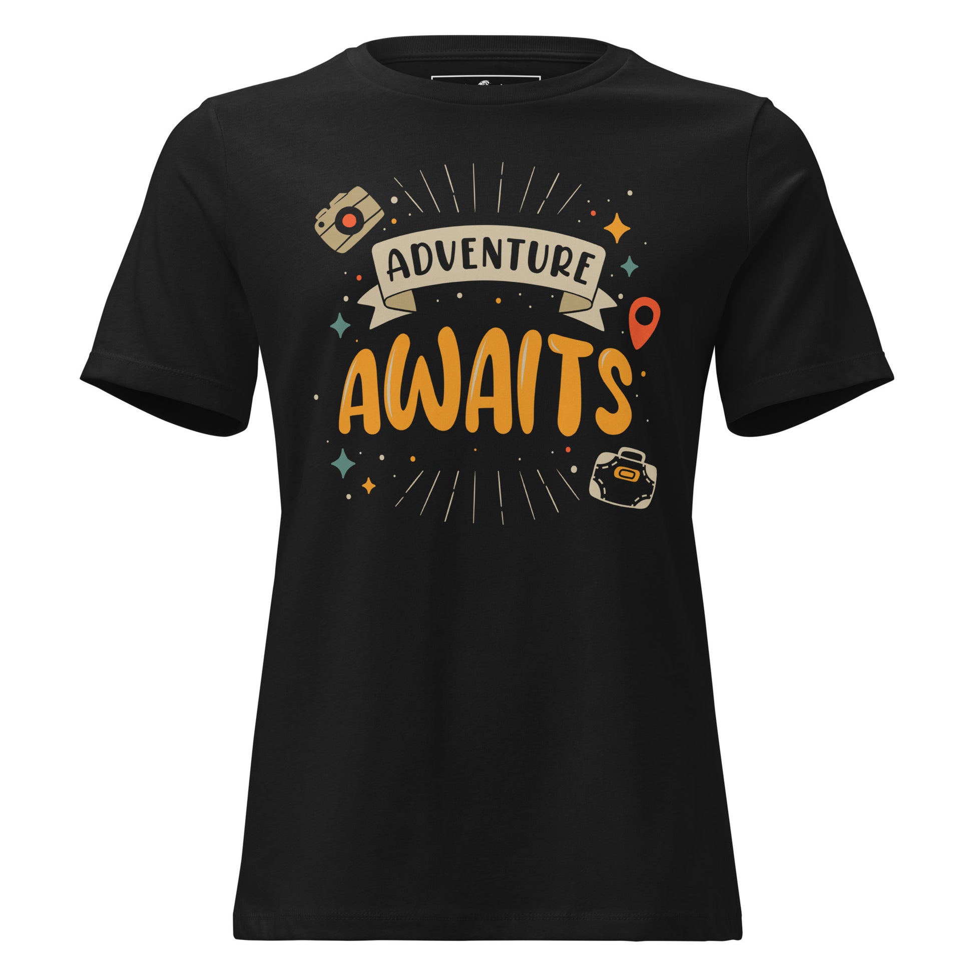 Adventure Awaits Black Motivational Women’s T-Shirt
