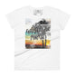 Adventure Awaits Sunset Women’s Motivational White T-Shirt