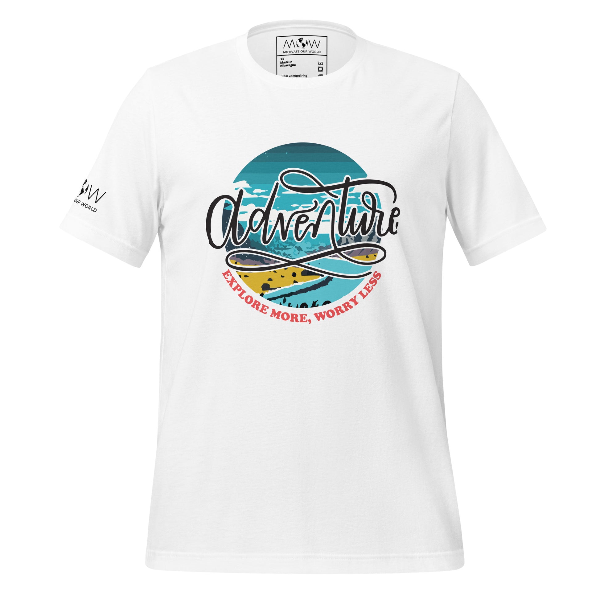 Adventure Explore More, Worry Less Coastal Men's Motivational White T-Shirt