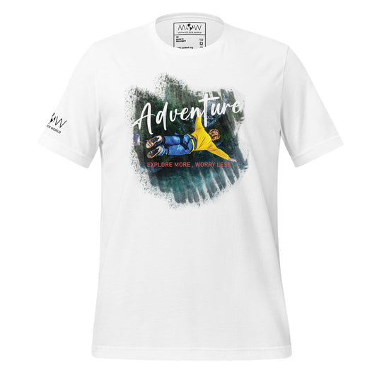 Adventure Explore More, Worry Less Men's Motivational White T-Shirt