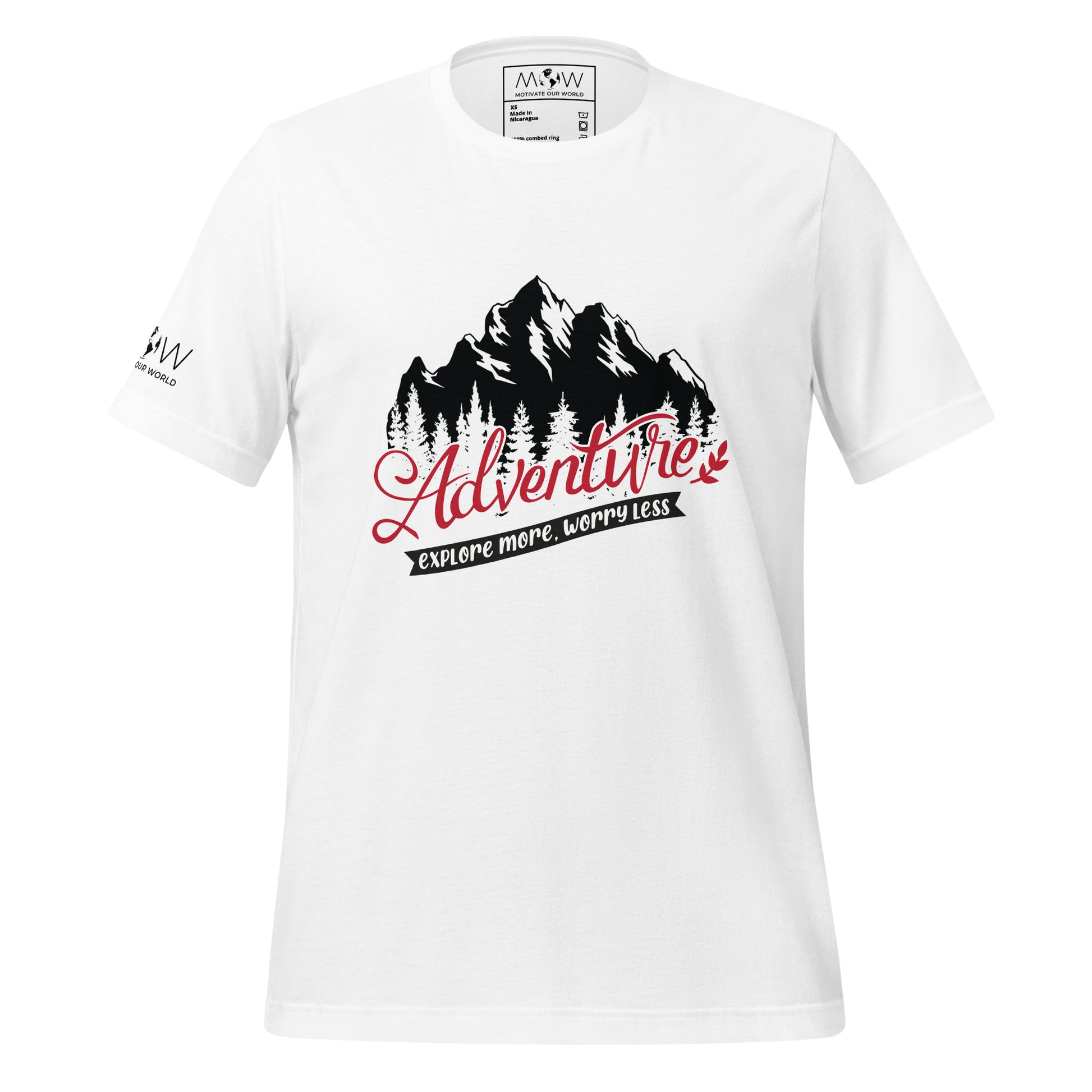 Adventure Explore More, Worry Less Men's Motivational White T-Shirt