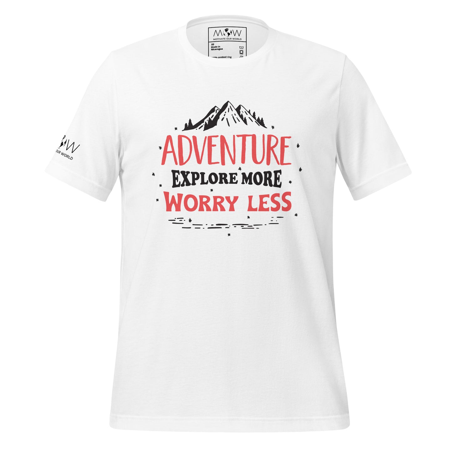 Adventure Explore More Worry Less Men's Motivational White T-Shirt