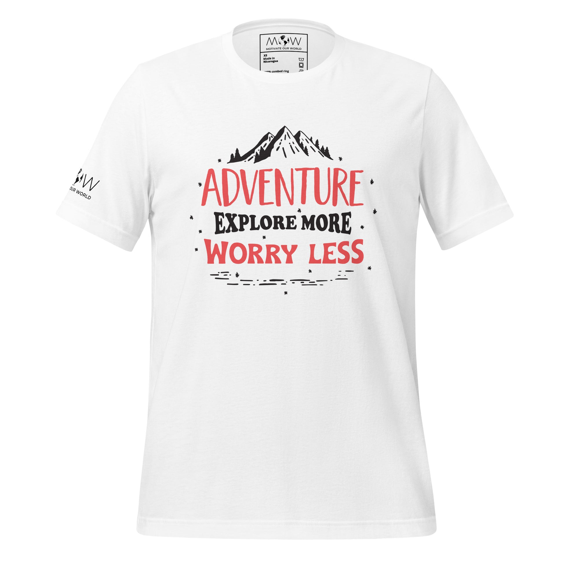 Adventure Explore More Worry Less Men's Motivational White T-Shirt