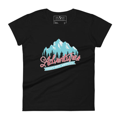 Adventure Explore More Worry Less Women’s Motivational Black T-Shirt