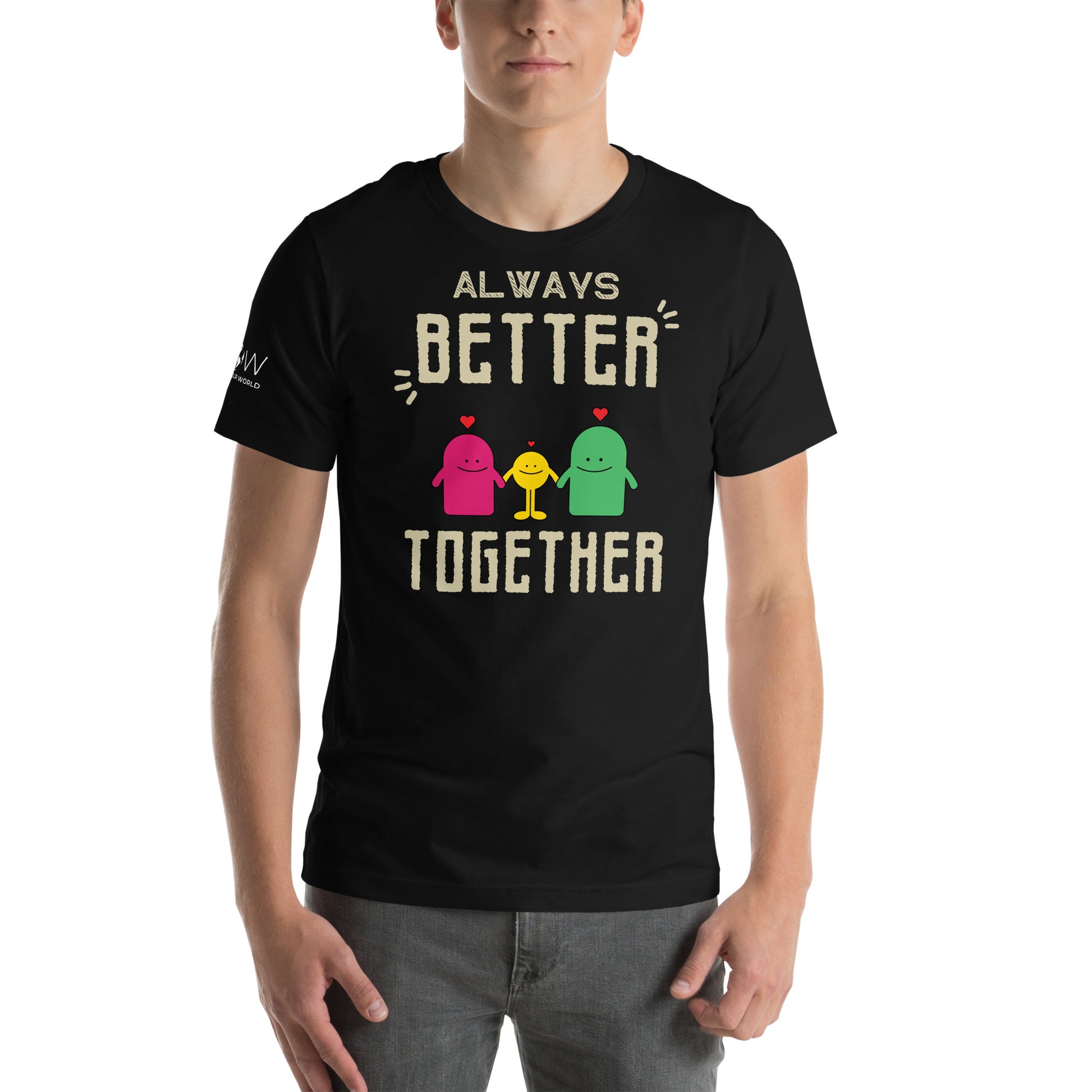 Always Better Together – Happy Hearts Edition Black Motivational Men's T-Shirt Lifestyle