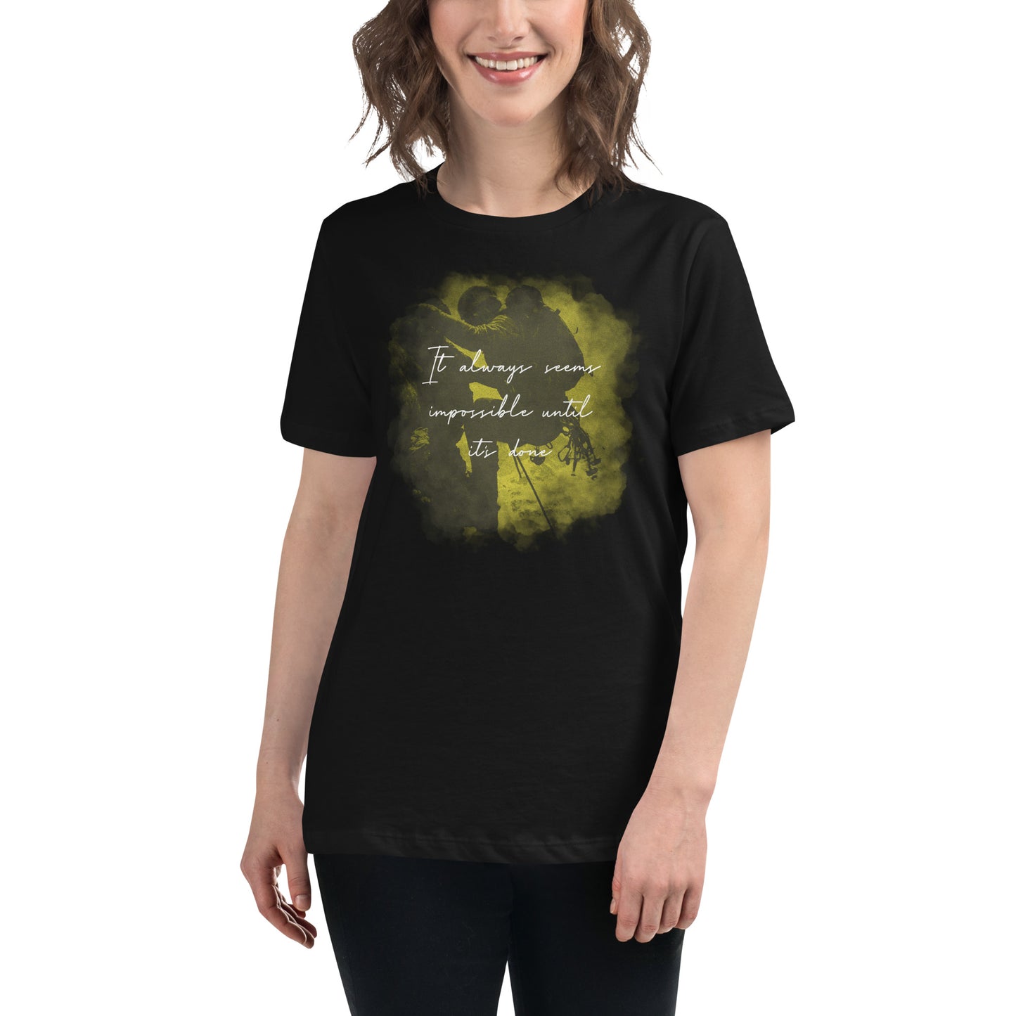 Always Seems Impossible Until It's Done Black Motivational Women’s T-Shirt Lifestyle