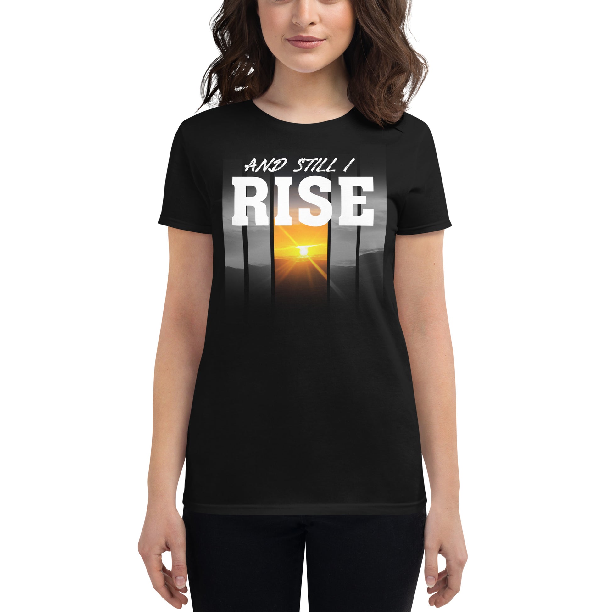 And Still I Rise Gradient Women’s Motivational Black T-Shirt