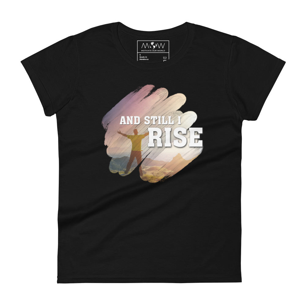 And Still I Rise Scenic Women’s Motivational Black T-Shirt