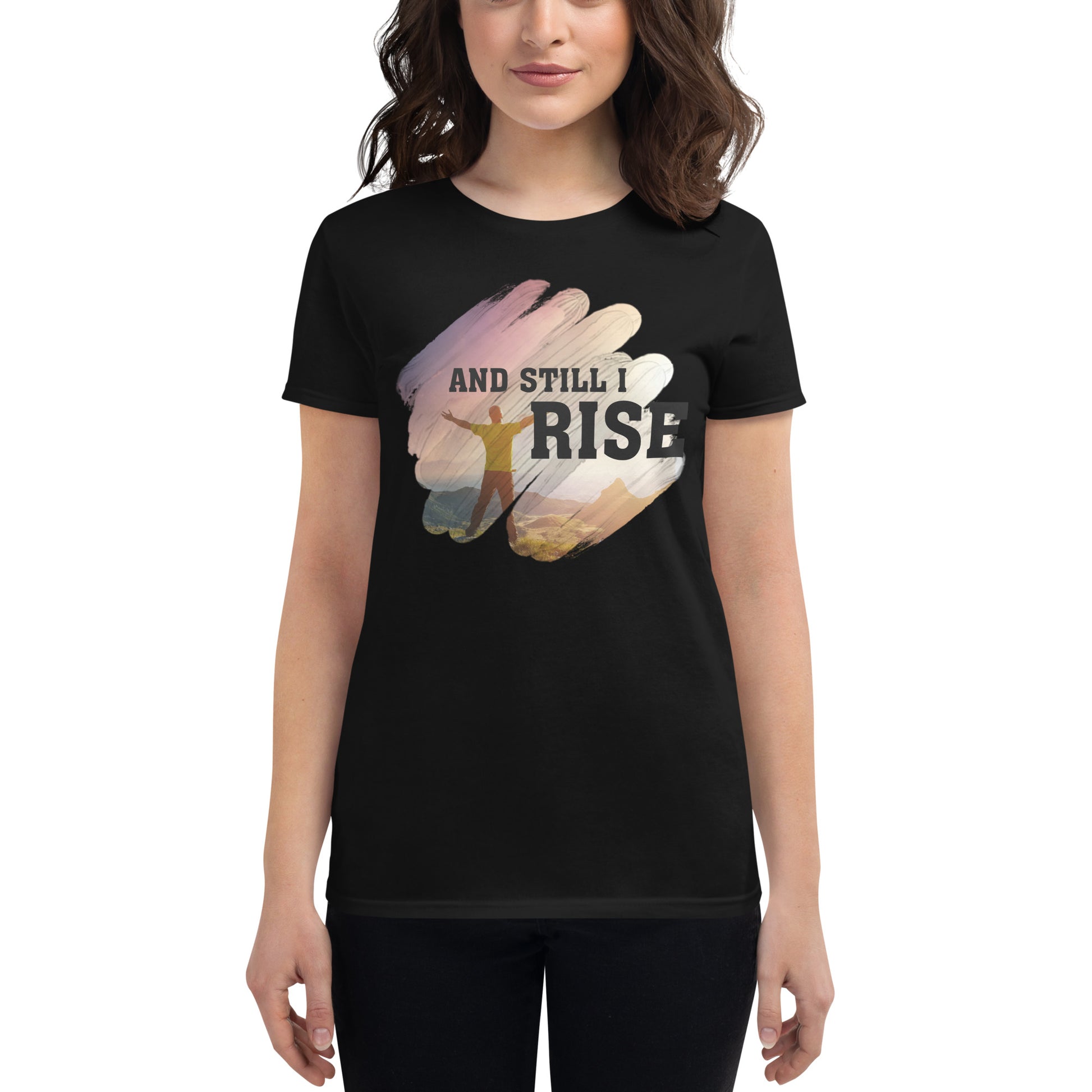 And Still I Rise Scenic Women’s Motivational Black T-Shirt