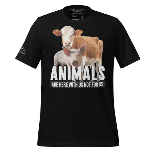 Animals Are Here With Us Cow and Pig Black Motivational Men's T-Shirt