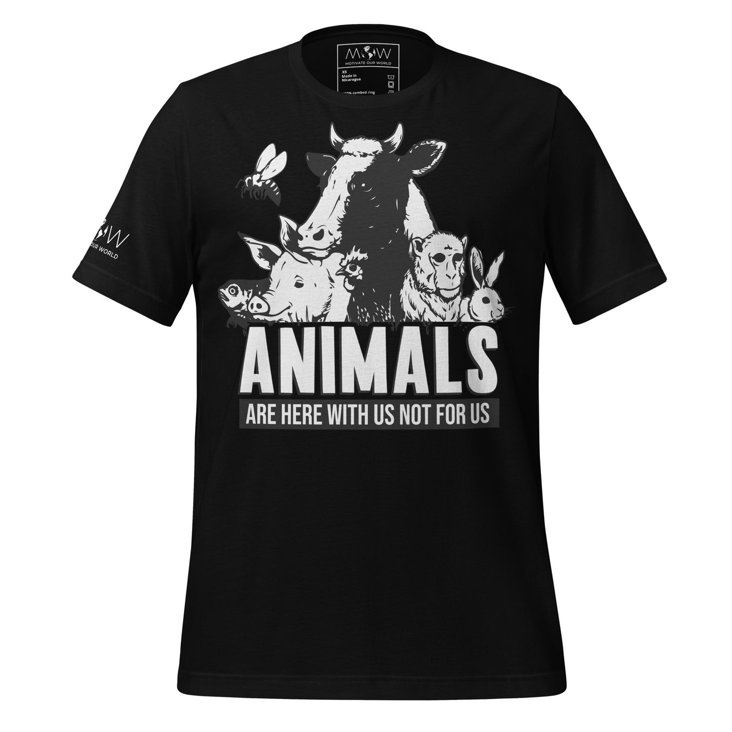 Animals Are Here With Us Farm Animals Black Motivational Men's T-Shirt