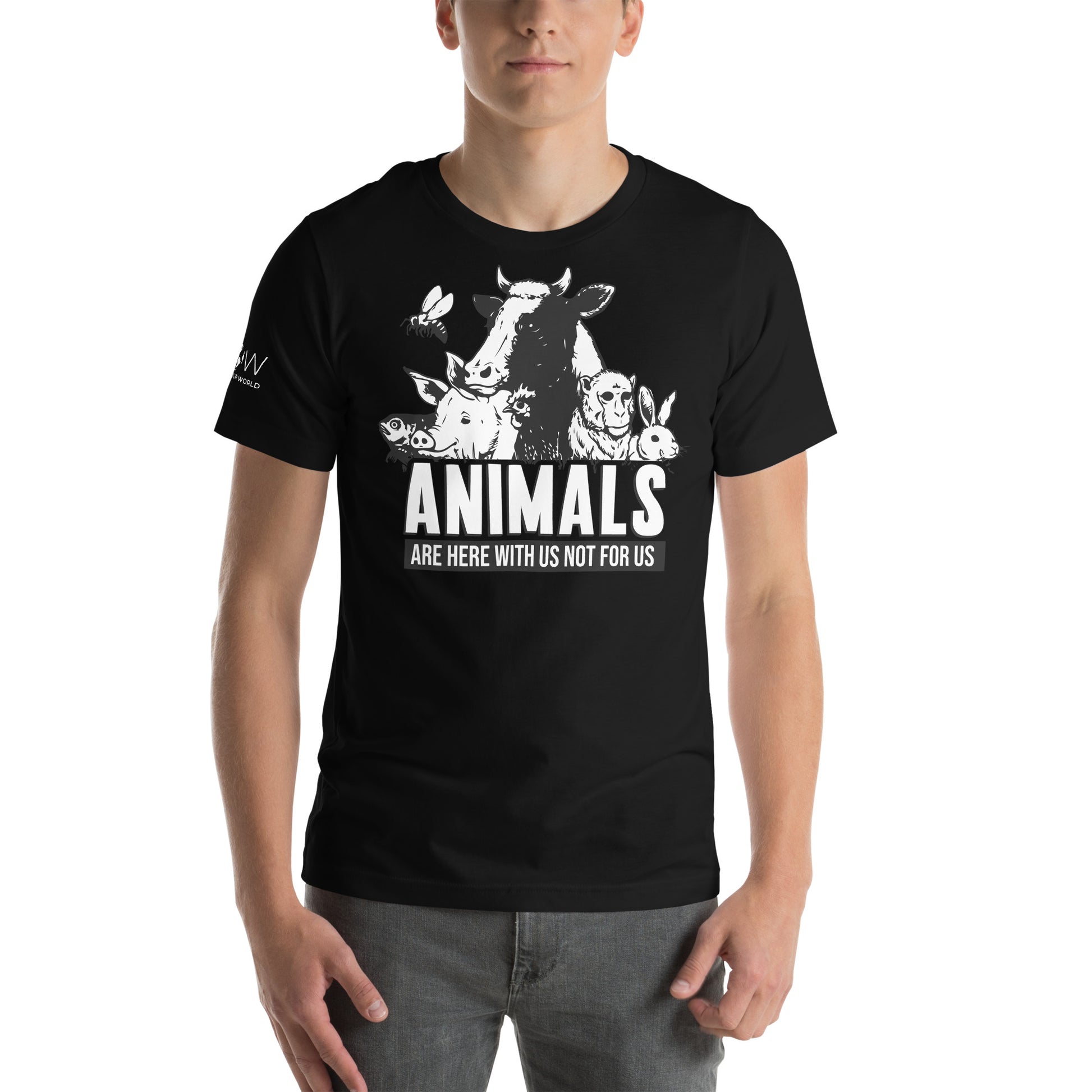 Animals Are Here With Us Farm Animals Black Motivational Men's T-Shirt Lifestyle