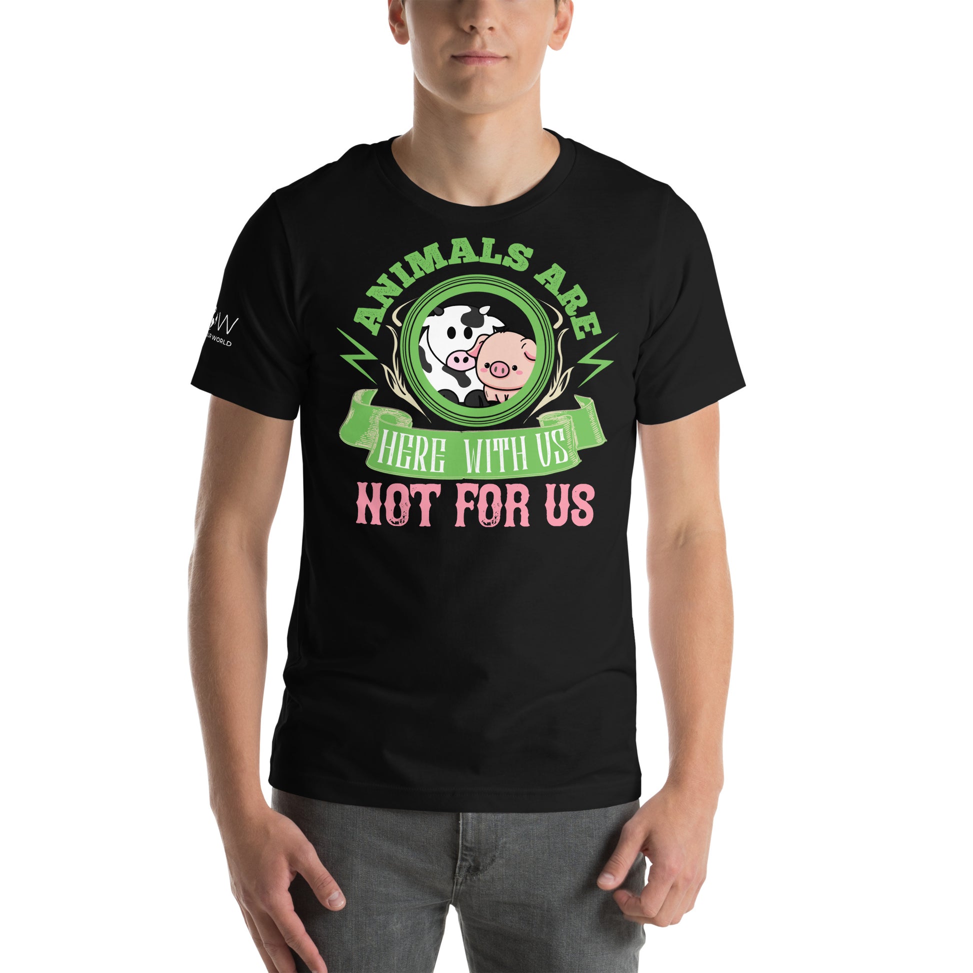 Animals Are Here With Us Farm Friends Black Motivational Men's T-Shirt Lifestyle