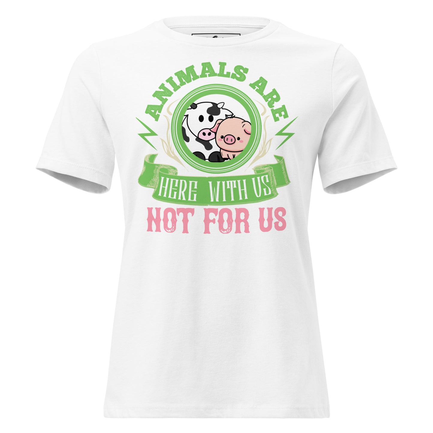 Animals Are Here With Us Farm Friends White Motivational Women’s T-Shirt