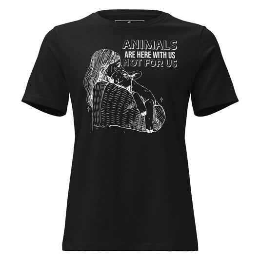 Animals Are Here With Us Hug Black Motivational Women’s T-Shirt