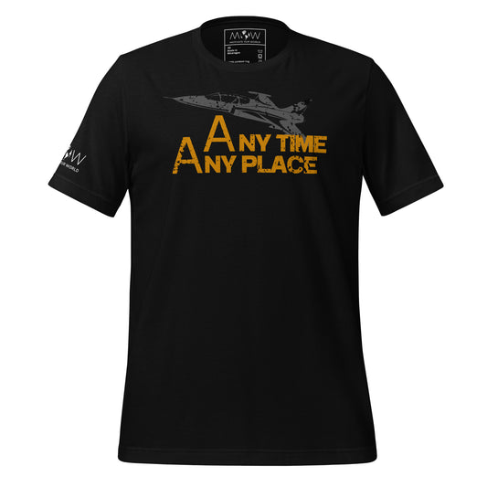 Any Time, Any Place Men's Motivational Black T-Shirt