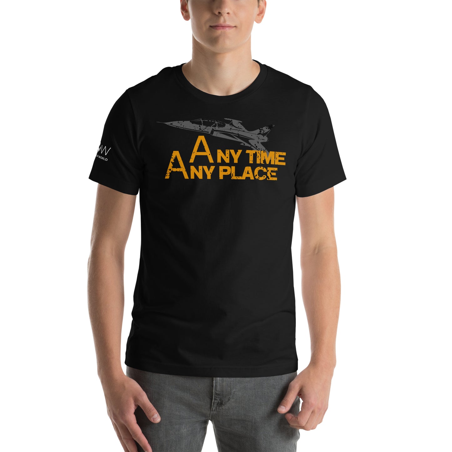Any Time, Any Place Men's Motivational Black T-Shirt