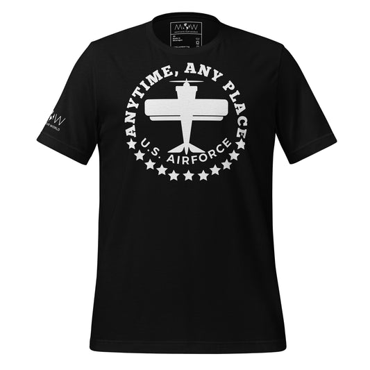 Anytime, Any Place - U.S. Air Force Men's Motivational Black T-Shirt