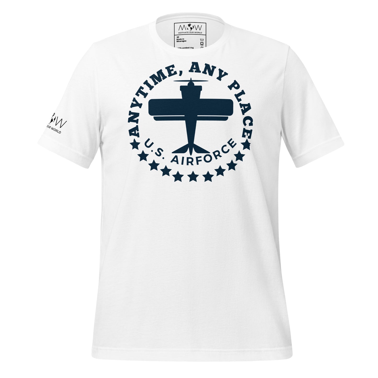 Anytime, Any Place - U.S. Air Force Men's Motivational White T-Shirt