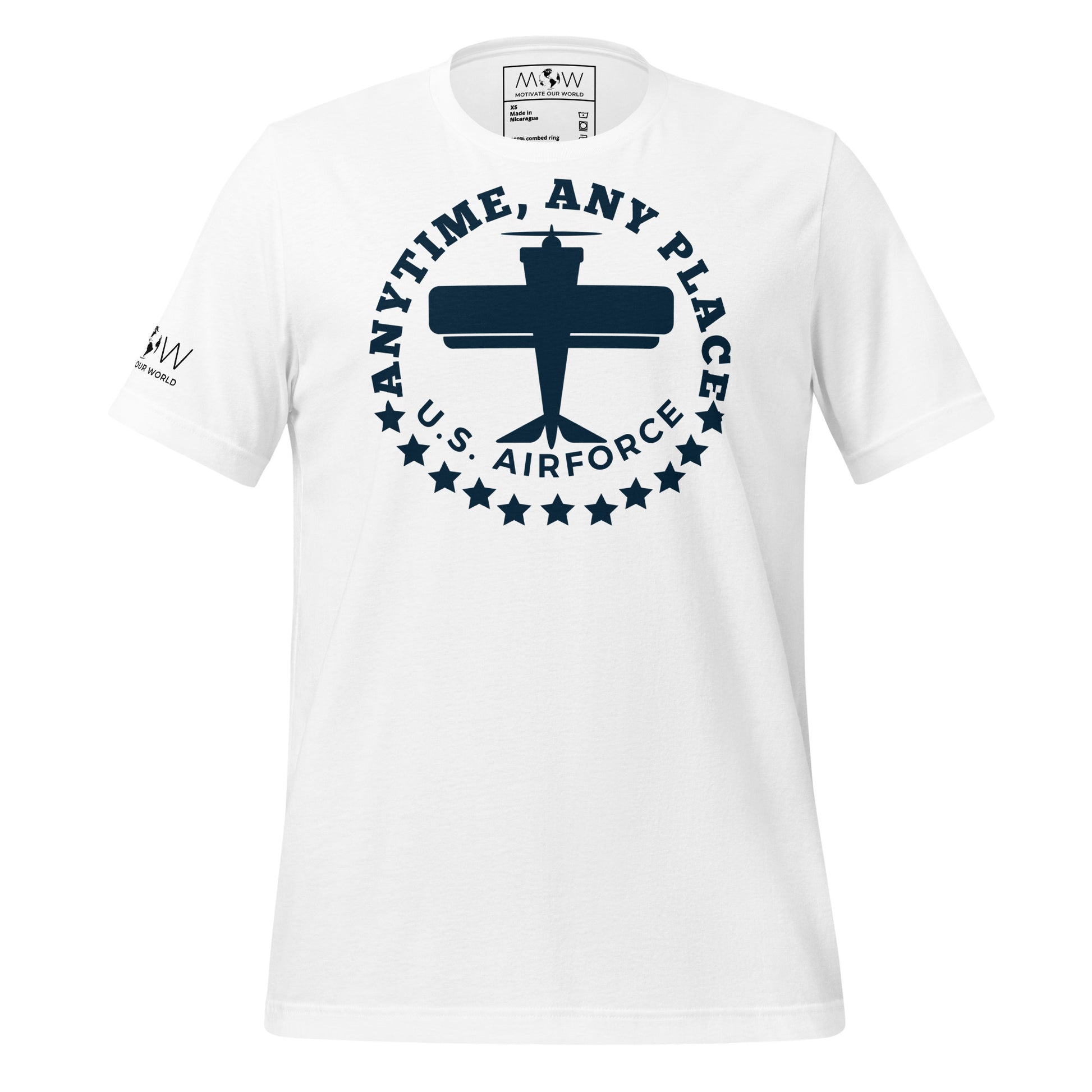 Anytime, Any Place - U.S. Air Force Men's Motivational White T-Shirt