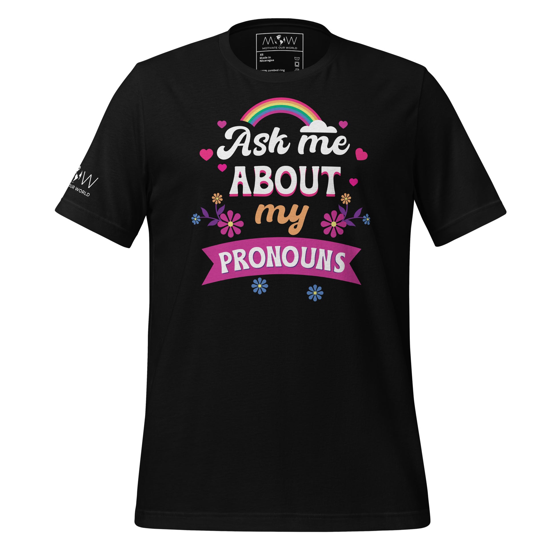 Ask Me About My Pronouns Black Motivational Men's T-Shirt