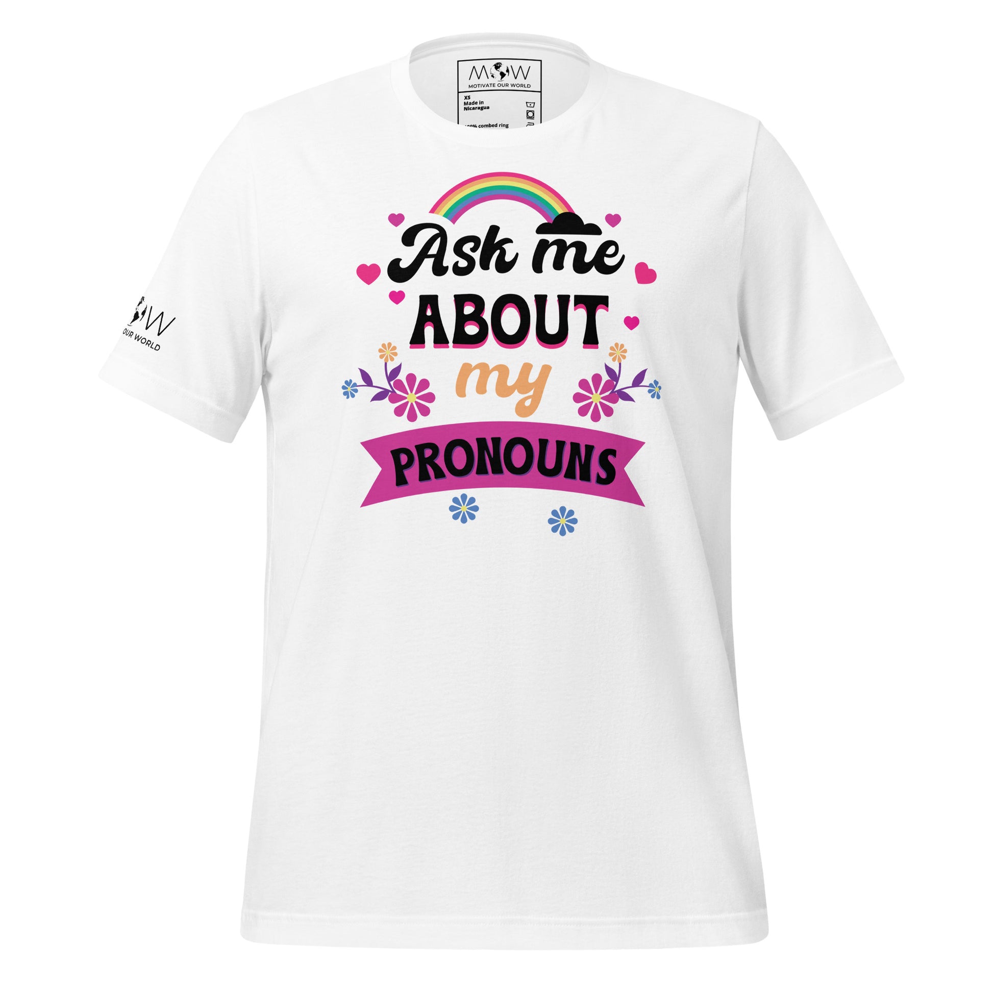 Ask Me About My Pronouns White Motivational Men's T-Shirt