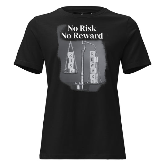 Balance No Risk No Reward Black Motivational Women’s T-Shirt