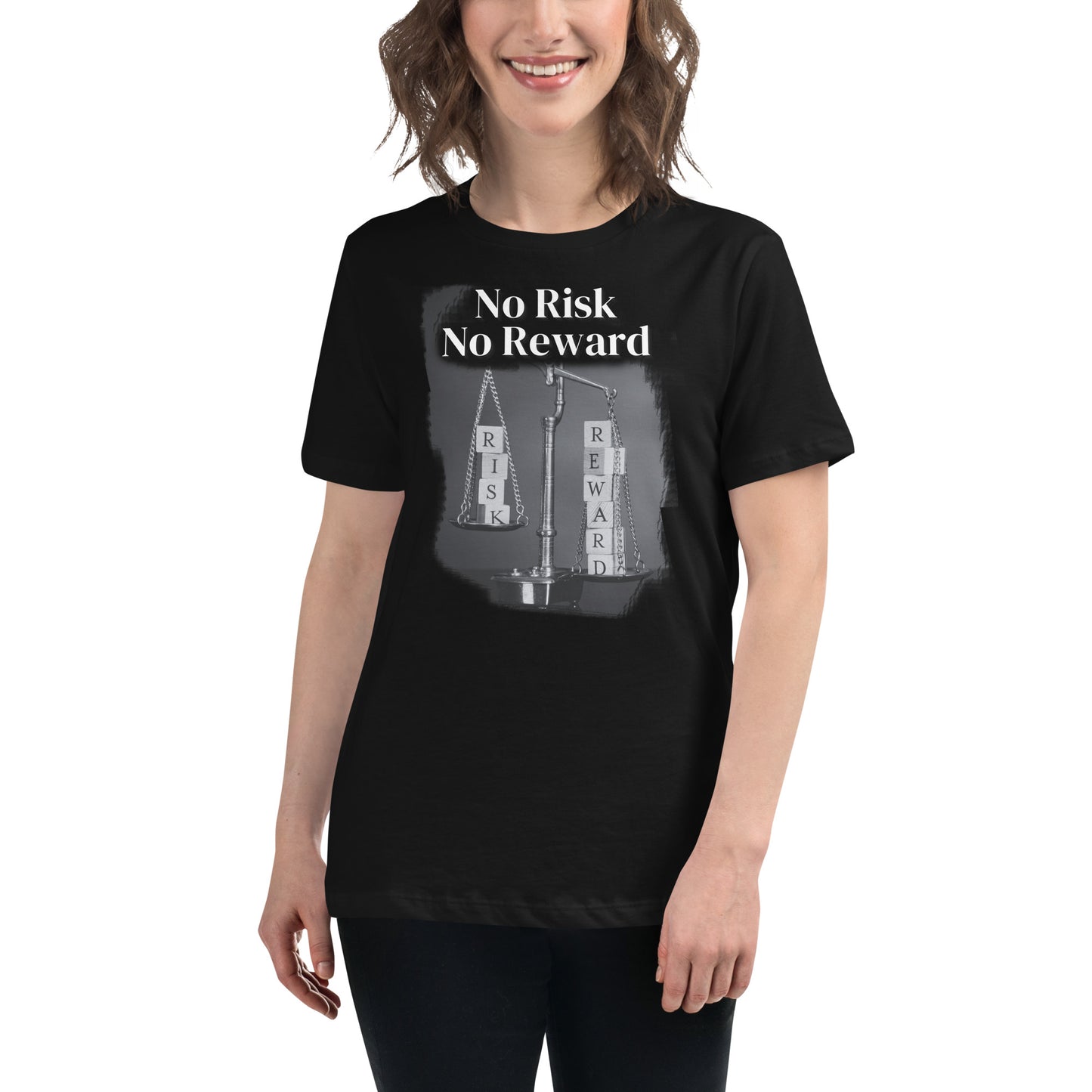 Balance No Risk No Reward Black Motivational Women’s T-Shirt Lifestyle
