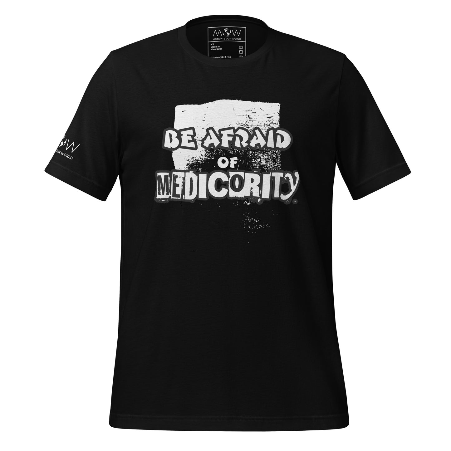 Be Afraid of Mediocrity Men's Motivational Black T-Shirt