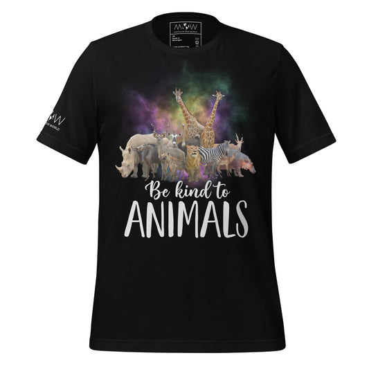 Be Kind to Animals - Stunning Diverse Animals Black Motivational Men's T-Shirt