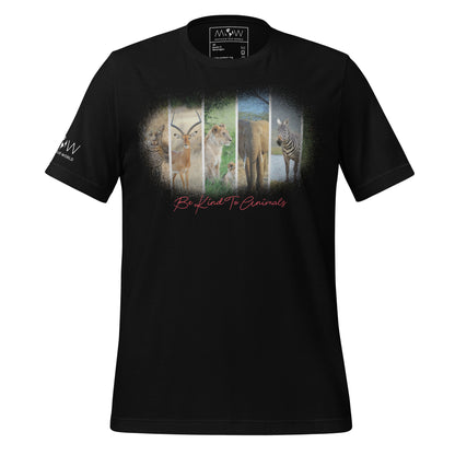 Be Kind to Animals - Wild Animals Black Motivational Men's T-Shirt