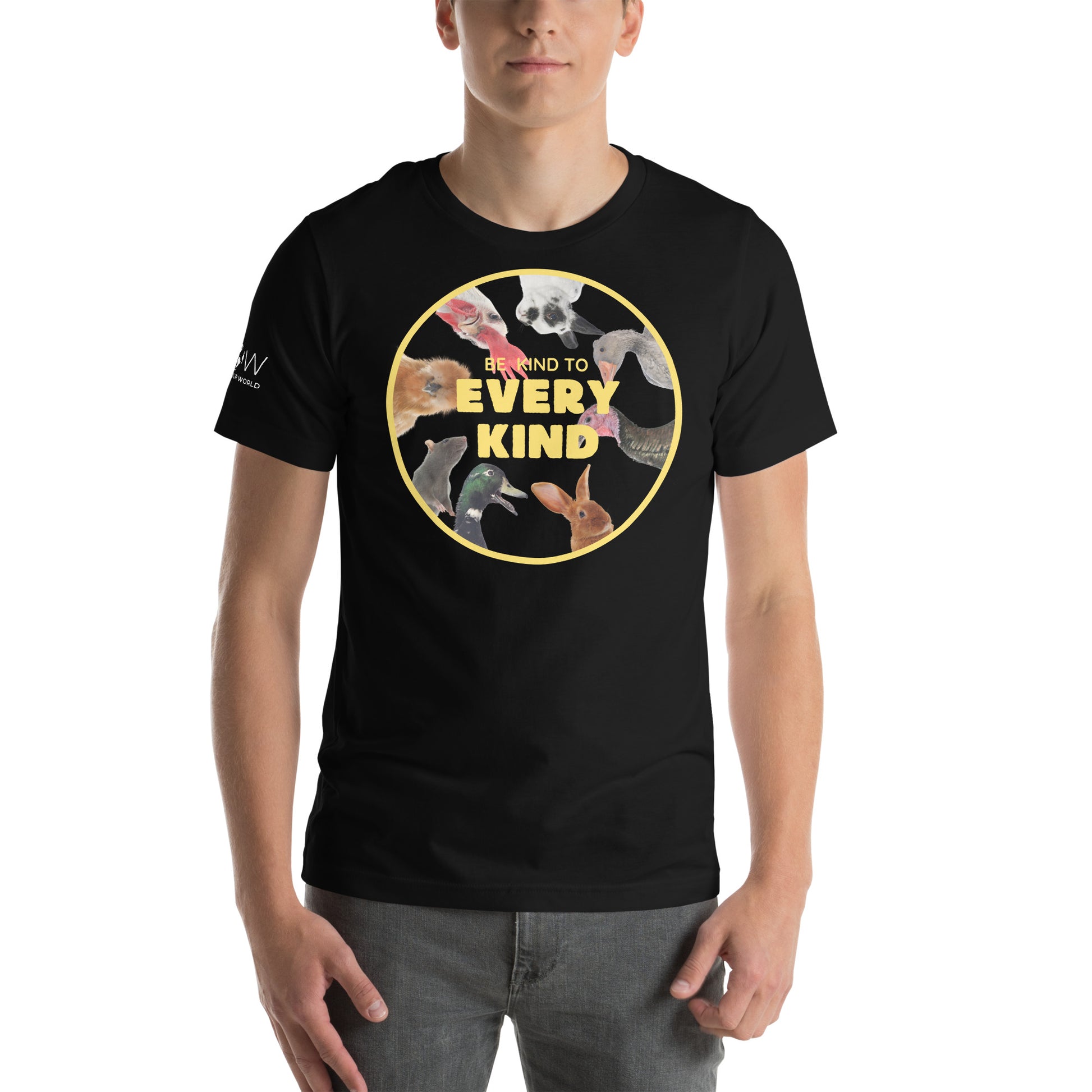 Be Kind to Every Kind - Animal Unity Black Motivational Men's T-Shirt Lifestyle