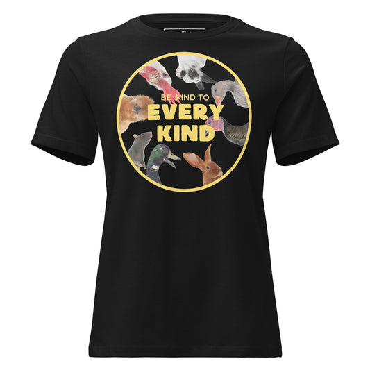 Be Kind to Every Kind - Animal Unity Black Motivational Women’s T-Shirt