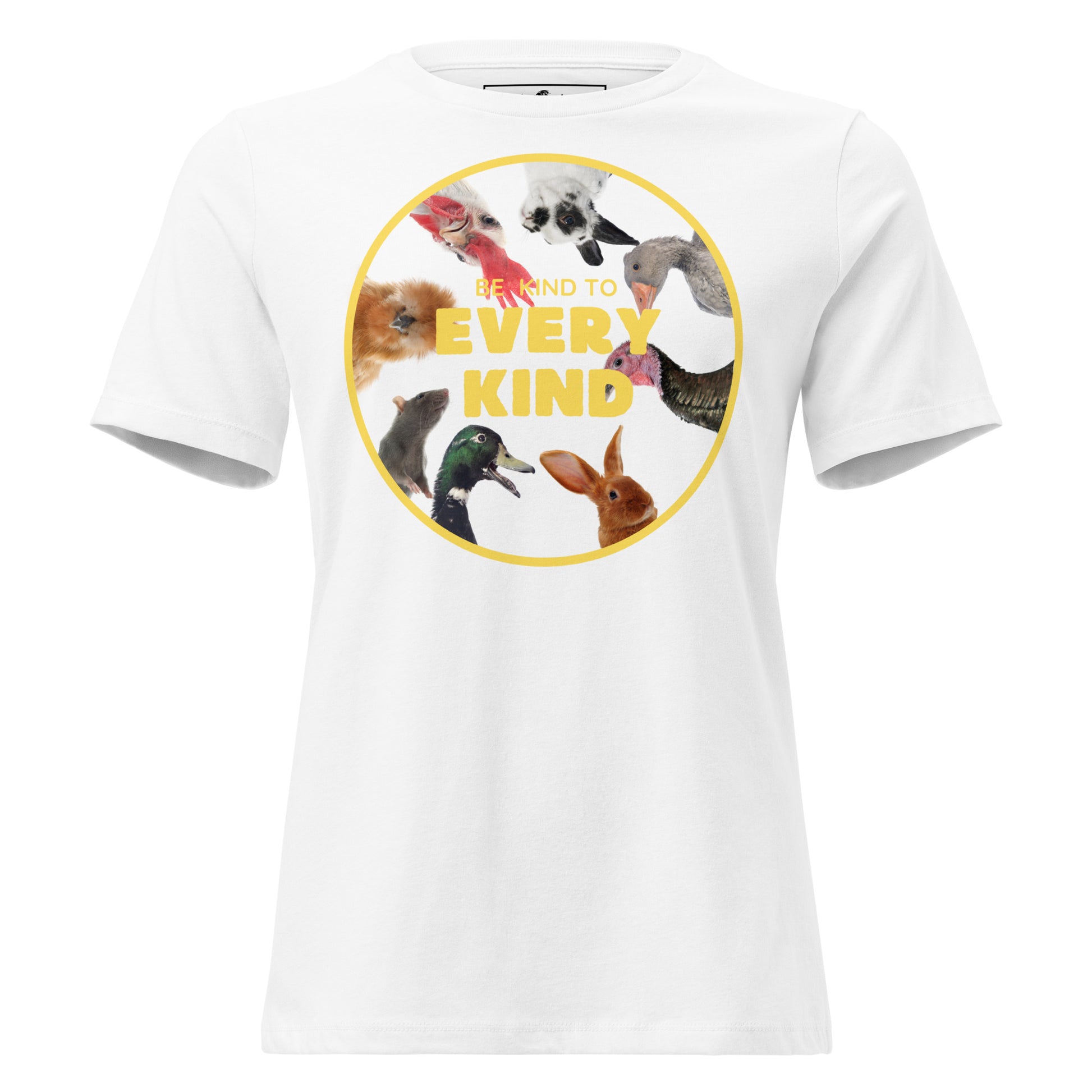 Be Kind to Every Kind - Animal Unity White Motivational Women’s T-Shirt
