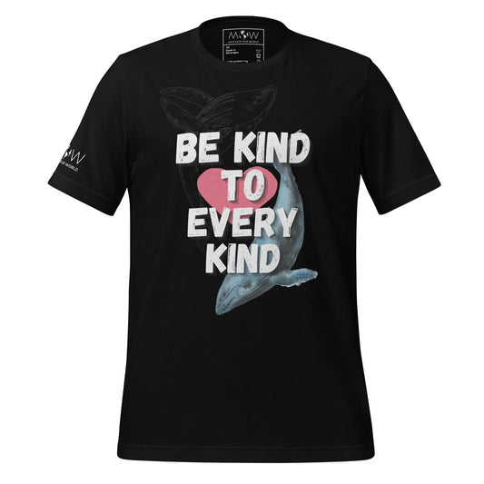 Be Kind to Every Kind - Whale Heart Black Motivational Men's T-Shirt