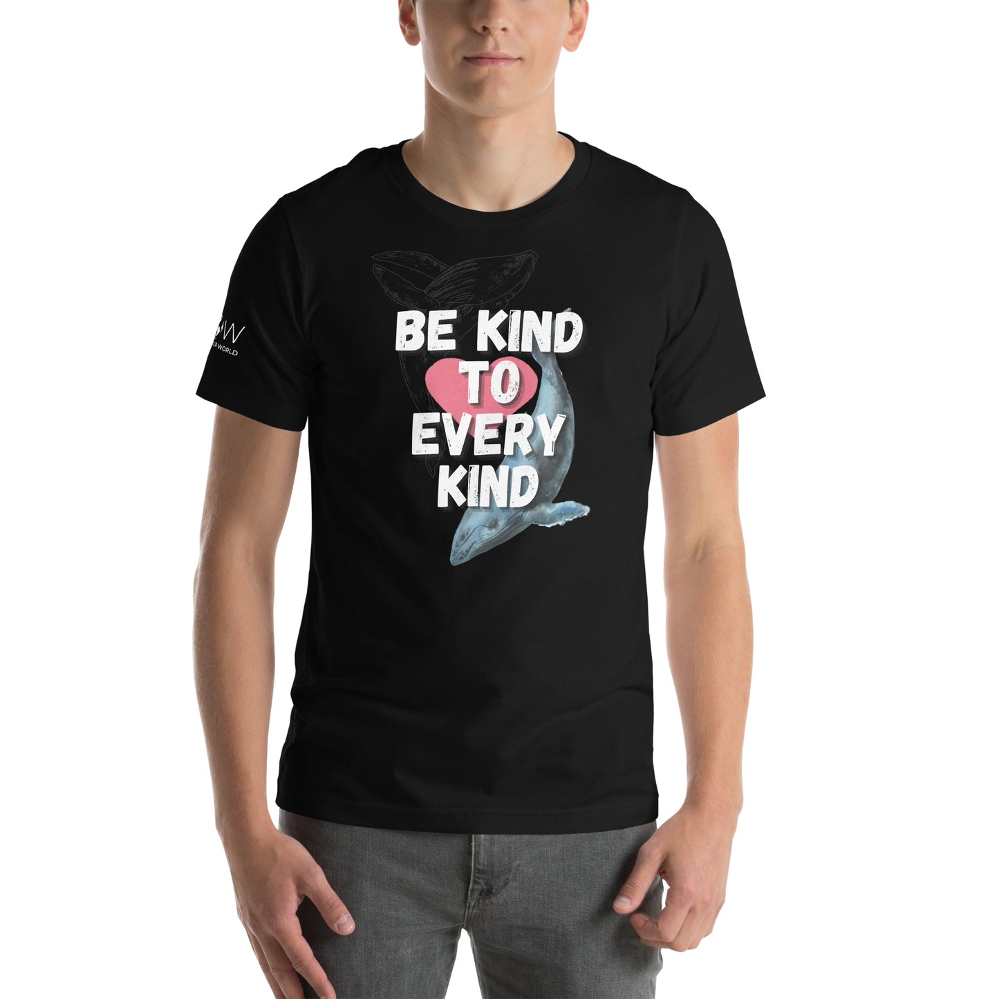 Be Kind to Every Kind - Whale Heart Black Motivational Men's T-Shirt